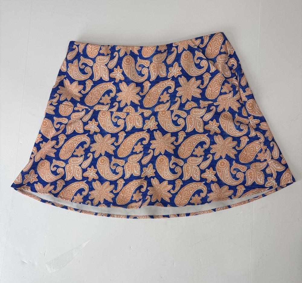 Polo Golf Ralph Lauren Paisley Golf Skort Women's Large Blue Orange Skirt Preppy